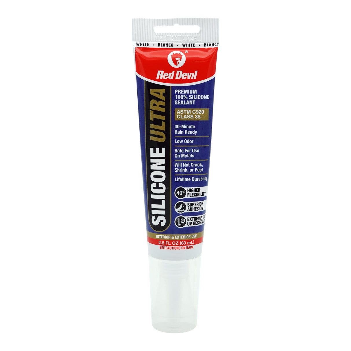 Red Devil Silicone Ultra Premium 100% Silicone sealant 2.8 FL. OZ. Squeeze Tube - White
