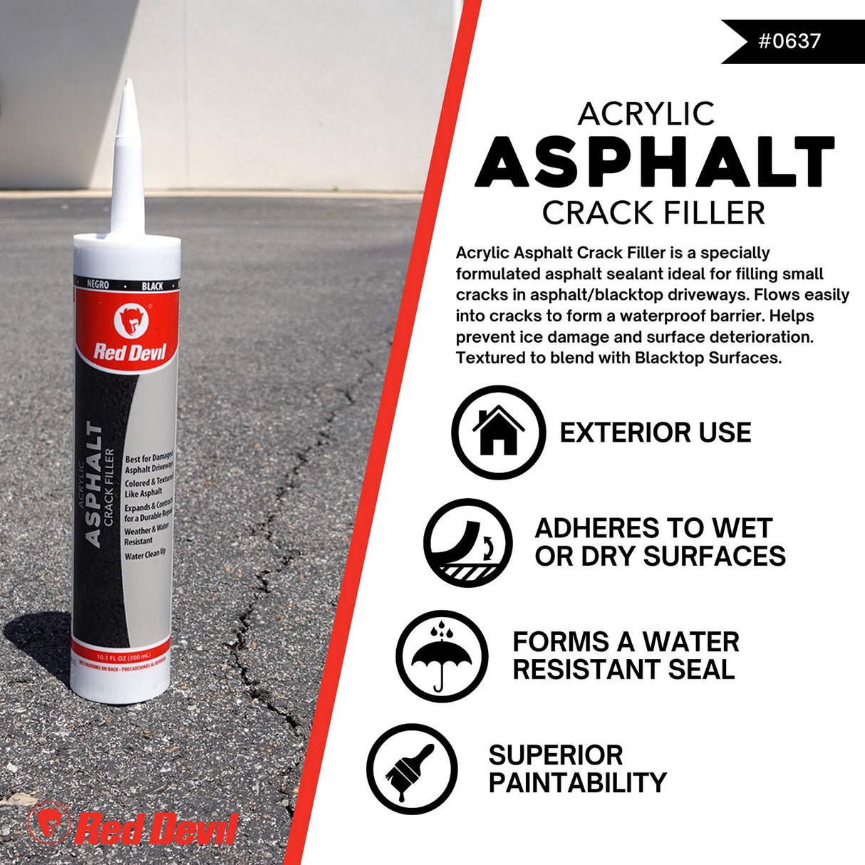 Red Devil Asphalt Crack Filler -Repair Cracks in Driveways, Games Courts & More