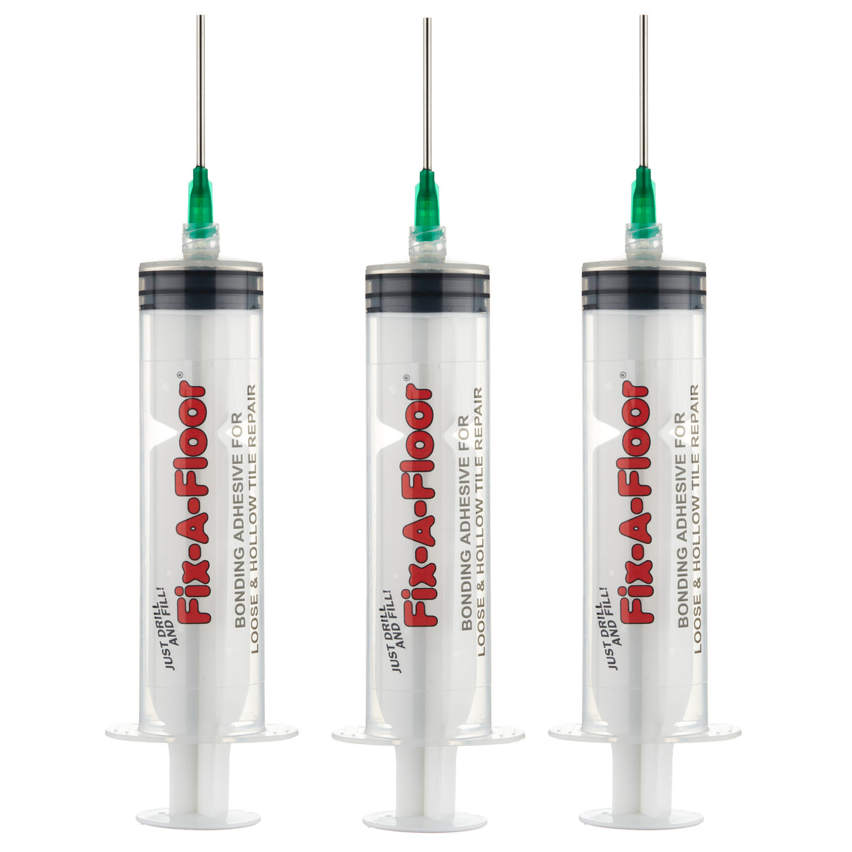 Fix-A-Floor 60ml Syringe Kit with flat stainless steel needles, Plastic applicator & Sealing Caps - Ideal for areas with Thin grout-lines (Adhesive Not Included)