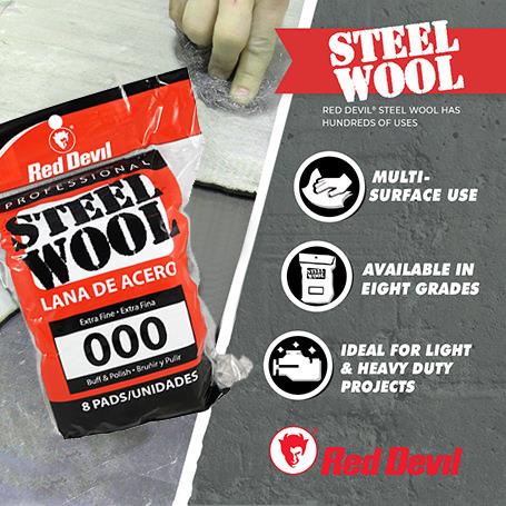 Red Devil Steel Wool-Extra Fine #000 8 Pack