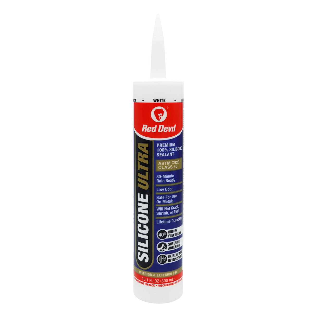 Red Devil Silicone Ultra Premium 100% Silicone Sealant 10.1 FL. OZ. - White