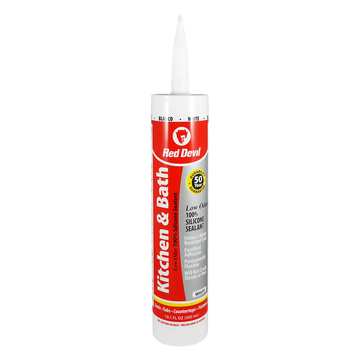 Red Devil Kitchen & Bath Low-Odor Silicone Sealant 10.1 FL. OZ. Cartridge White