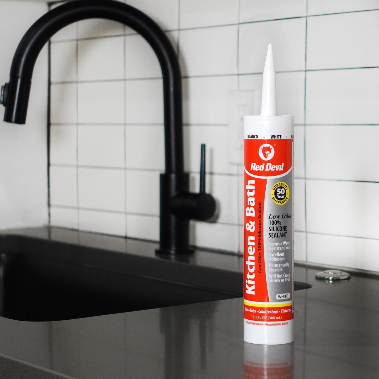 Red Devil Kitchen & Bath Low-Odor Silicone Sealant 10.1 FL. OZ. Cartridge White