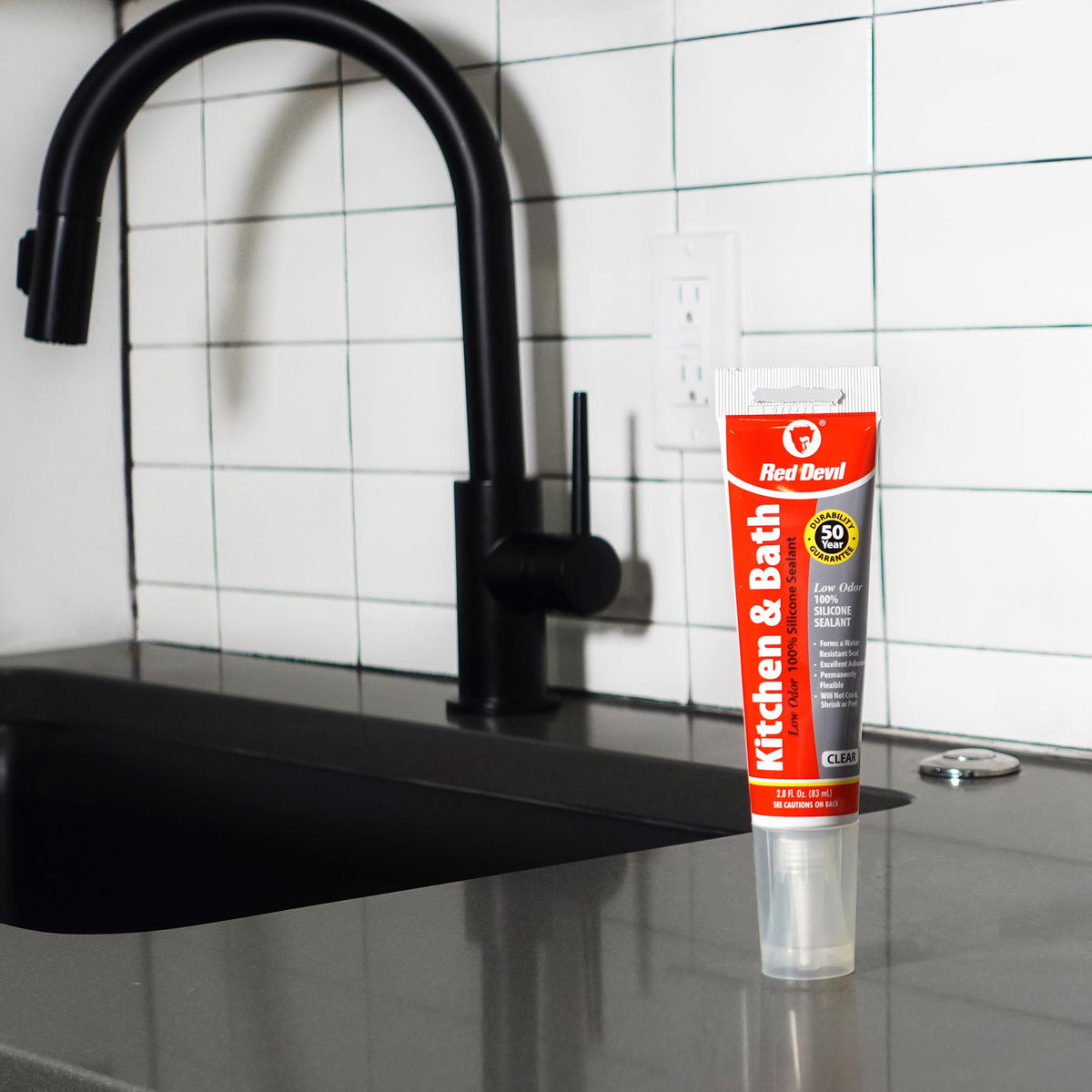 Red Devil Kitchen & Bath Low-Odor Silicone Sealant 2.8 FL. OZ. Squeeze Tube Clear