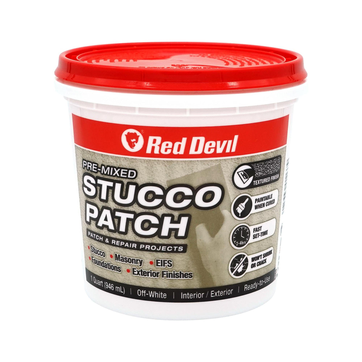 Red Devil Pre-Mixed Stucco Patch 1 Quart tub for repairing stucco, render and exterior masonry