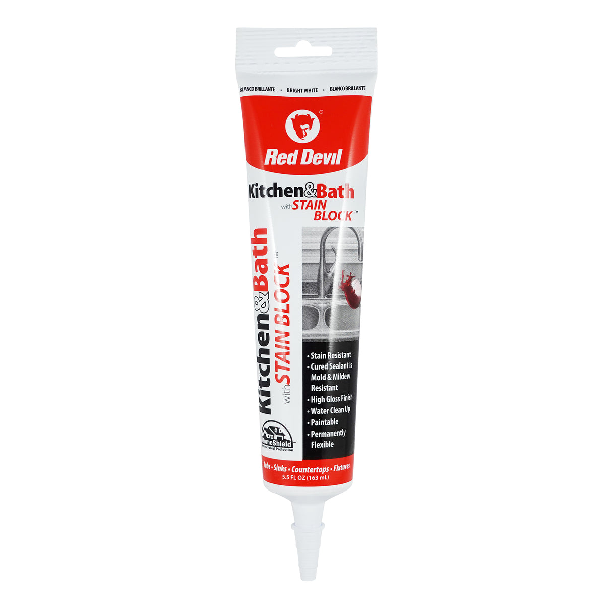 Red Devil Kitchen & Bath Stain Block™ Advanced Sealant - 5.5 FL. OZ. Squeeze Tube - Bright White