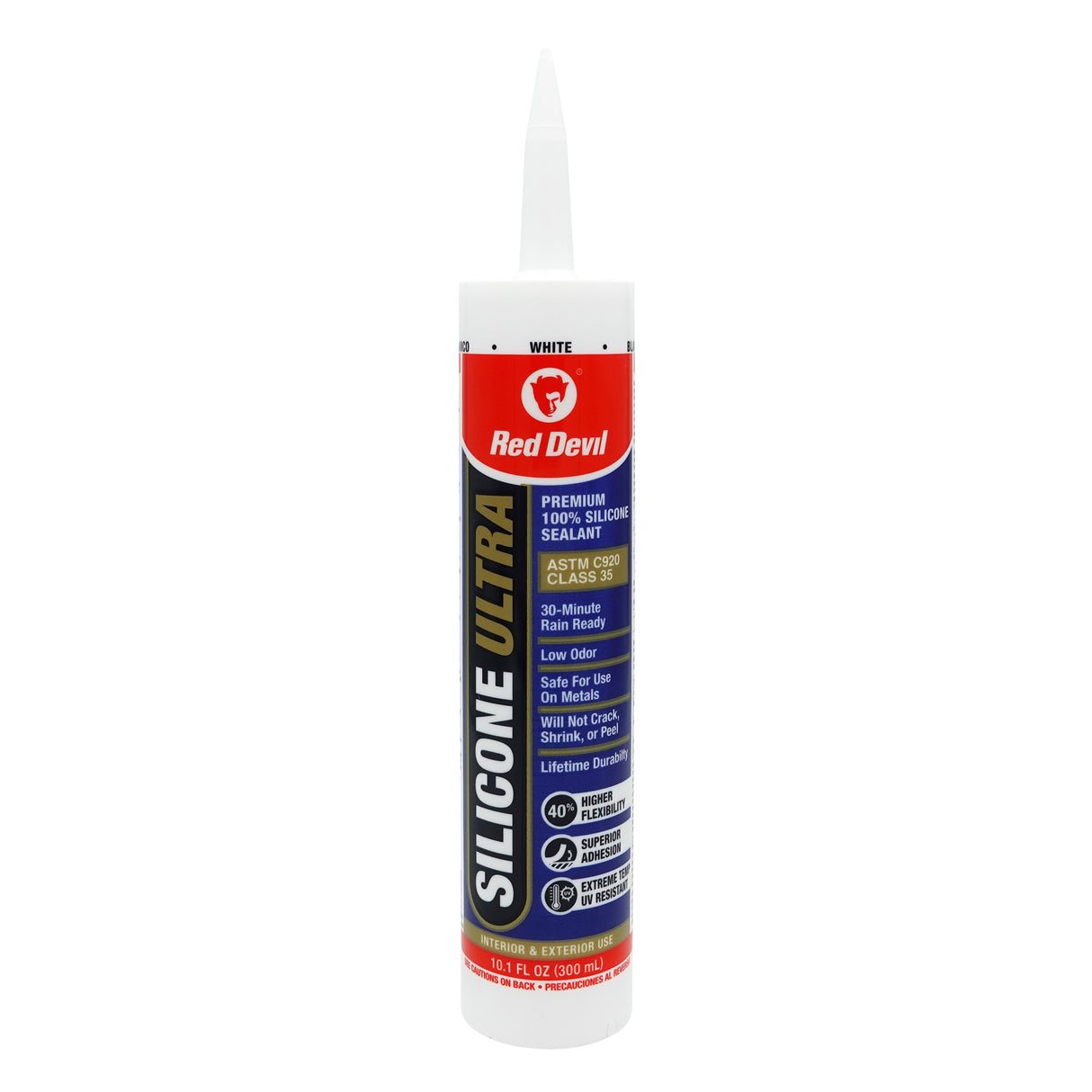 Red Devil Silicone Ultra Premium 100% Silicone Sealant 10.1 FL. OZ. - White
