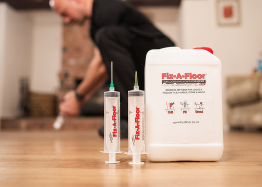 Fix-A-Floor 3 Litre Tub With 3 x 60ml Syringe applicator Kits -  Extra Strength Bonding Adhesive for Loose and Hollow Tiles