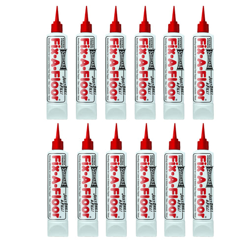 Box of 12 - Fix-A-Floor Squeezy All-In-One Repair Adhesive for Loose, Hollow and Creaky Tiles, Wood, LVT, LVP and Laminate Flooring