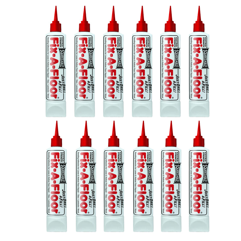 Load image into Gallery viewer, Box of 12 - Fix-A-Floor Squeezy All-In-One Repair Adhesive for Loose, Hollow and Creaky Tiles, Wood, LVT, LVP and Laminate Flooring
