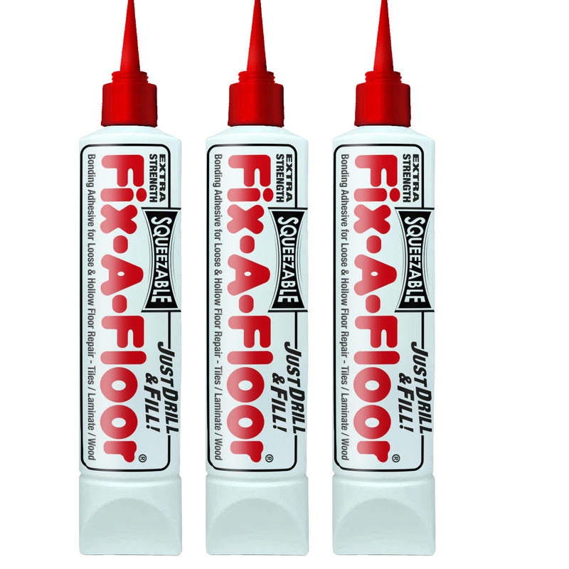 Load image into Gallery viewer, Pack of 3 Fix-A-Floor Squeezy All-In-One Repair Adhesive for Loose, Hollow and Creaky Tiles, Wood, LVT, LVP and Laminate Flooring
