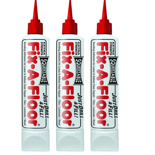 Pack of 3 Fix-A-Floor Squeezy All-In-One Repair Adhesive for Loose, Hollow and Creaky Tiles, Wood, LVT, LVP and Laminate Flooring