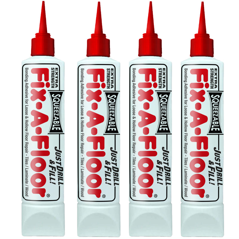 Load image into Gallery viewer, Pack of 4 - Fix-A-Floor Squeezy All-In-One Repair Adhesive for Loose, Hollow and Creaky Tiles, Wood, LVT, LVP and Laminate Flooring
