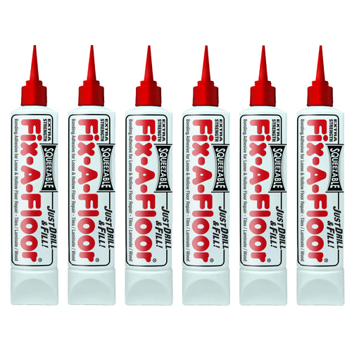 Pack of 6 - Fix-A-Floor Squeezy All-In-One Repair Adhesive for Loose, Hollow and Creaky Tiles, Wood, LVT, LVP and Laminate Flooring