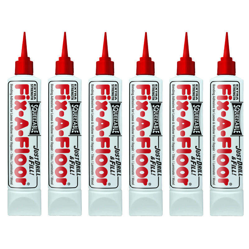 Load image into Gallery viewer, Pack of 6 - Fix-A-Floor Squeezy All-In-One Repair Adhesive for Loose, Hollow and Creaky Tiles, Wood, LVT, LVP and Laminate Flooring
