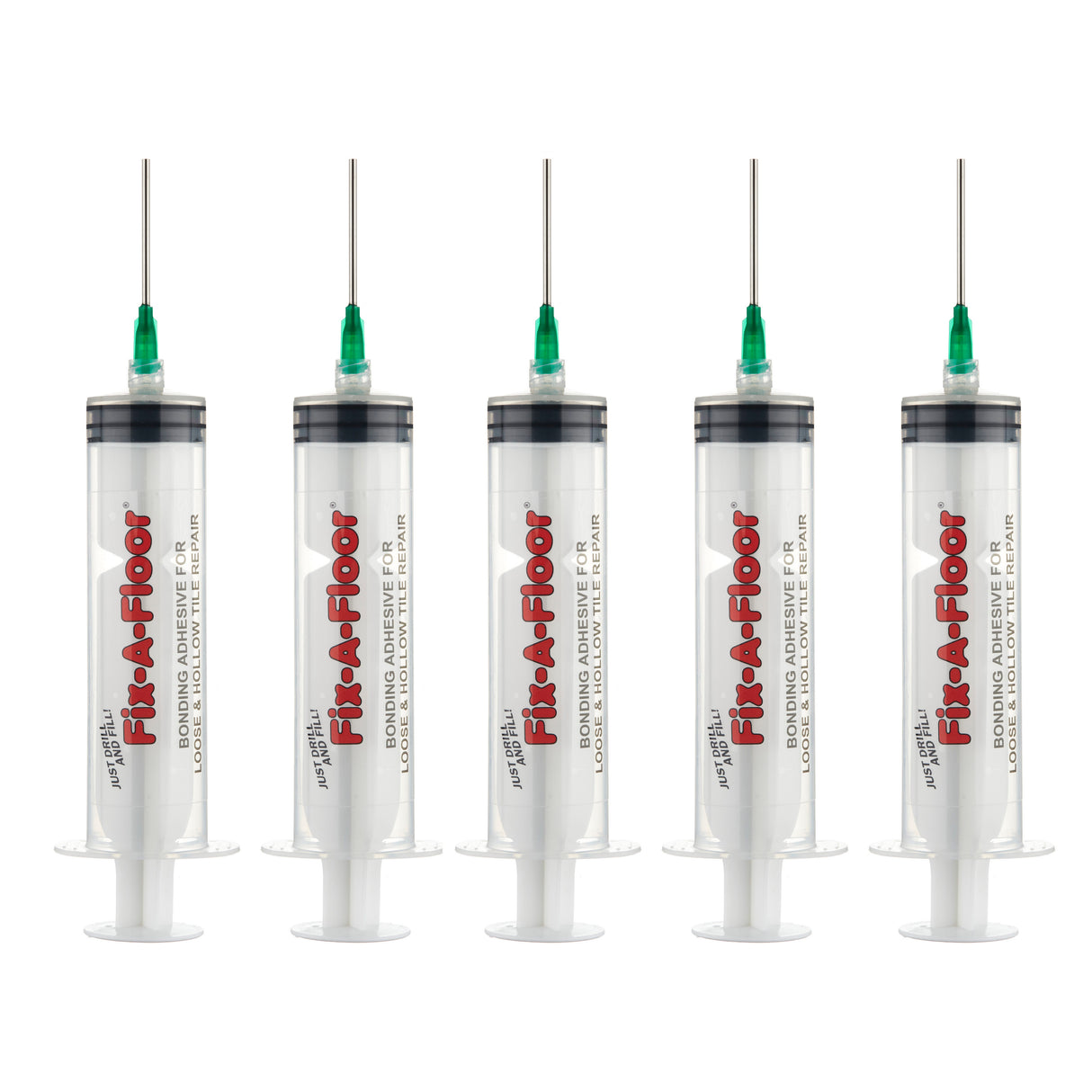 Fix-A-Floor 60ml Syringe Kit with flat stainless steel needles, Plastic applicator & Sealing Caps - Ideal for areas with Thin grout-lines (Adhesive Not Included)