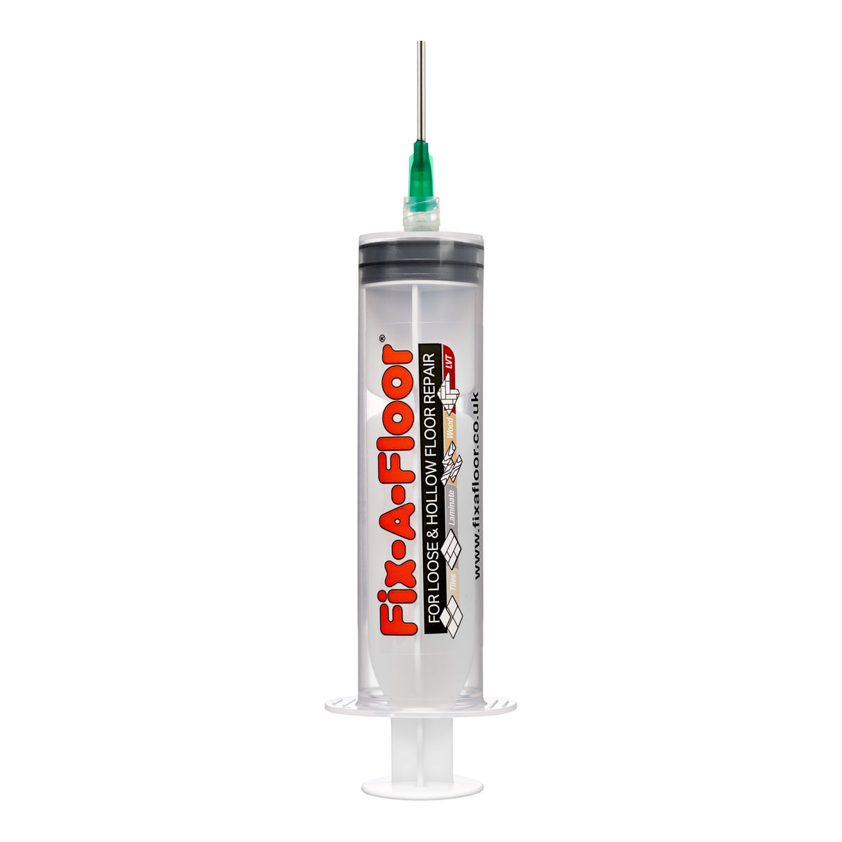 Fix-A-Floor 60ml Syringe Kit with flat stainless steel needle, Plastic applicator & Sealing Cap - Ideal for areas with Thin grout-lines - (Adhesive Not Included)