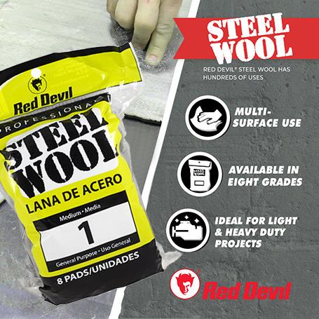 Red Devil Steel Wool-Medium #1 8 Pack