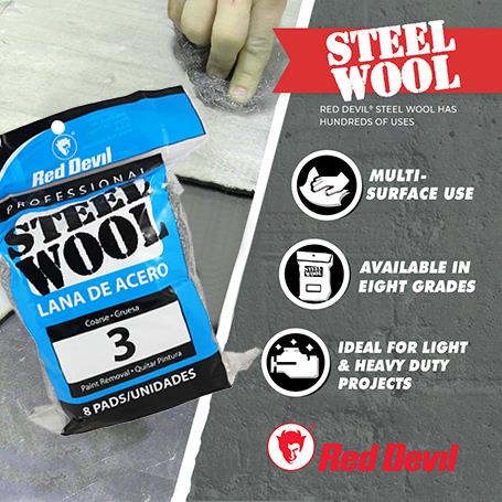 Red Devil Steel Wool-Coarse #3 8 Pack