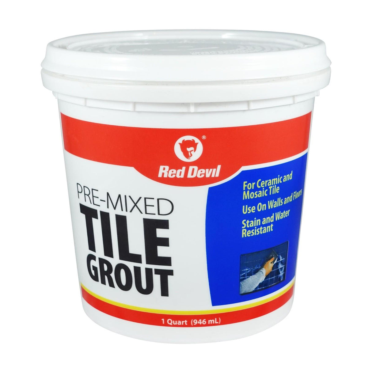 Red Devil Pre Mixed Tile Grout 1 Quart Tub (946ml) - White