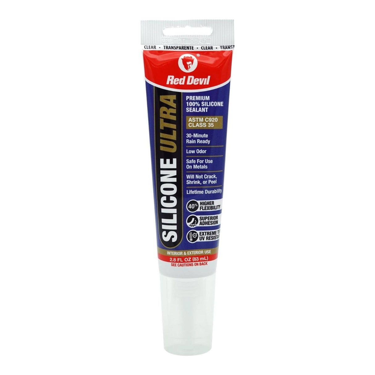 Red Devil Silicone Ultra Premium 100% Silicone sealant 2.8 FL. OZ. Squeeze Tube  - Clear
