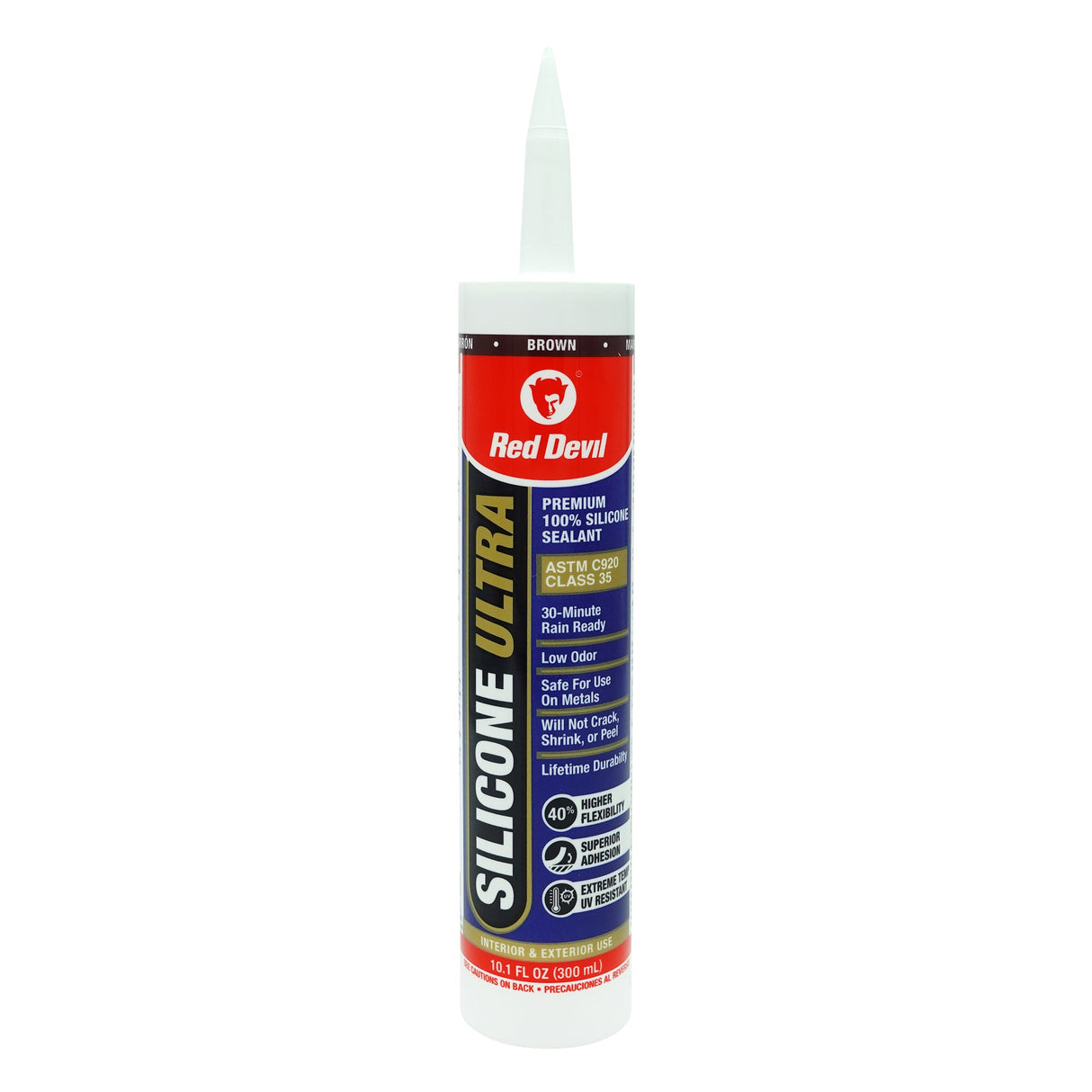 Red Devil Silicone Ultra Premium 100% Silicone Sealant 10.1 FL. OZ. - Brown
