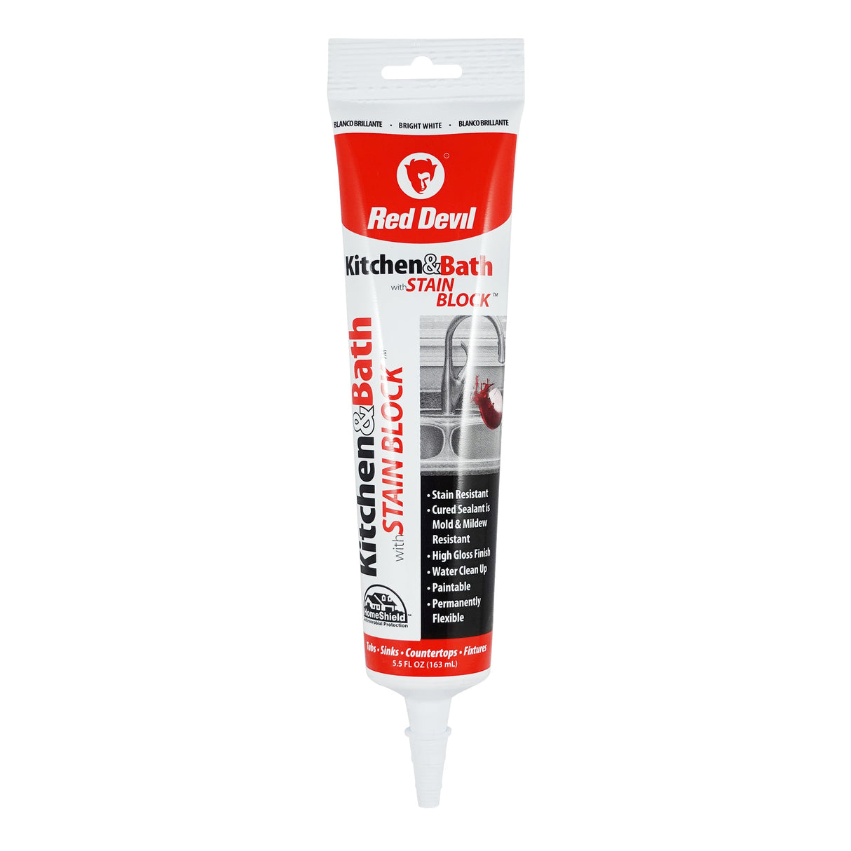 Red Devil Kitchen & Bath Stain Block™ Advanced Sealant - 5.5 FL. OZ. Squeeze Tube - Bright White