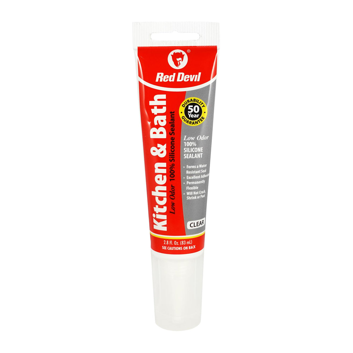 Red Devil Kitchen & Bath Low-Odor Silicone Sealant 2.8 FL. OZ. Squeeze Tube Clear