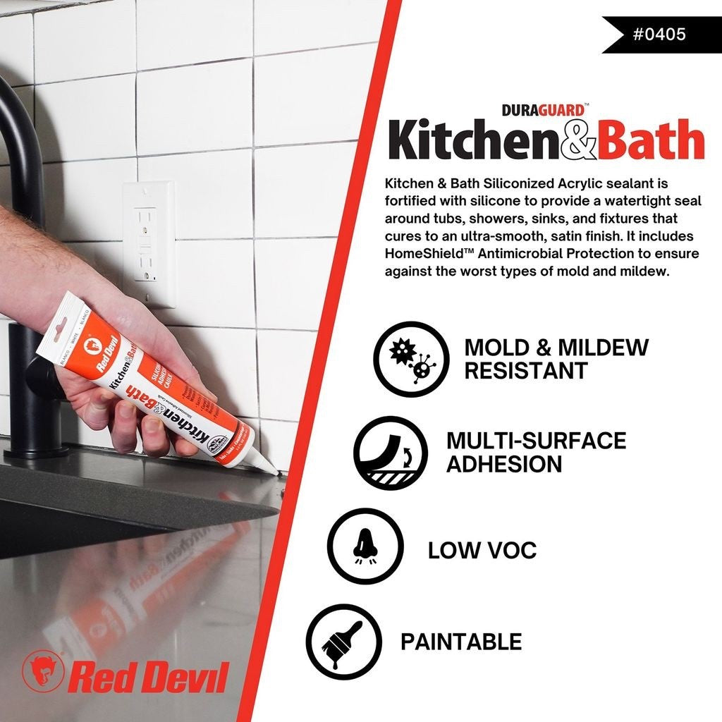 Red Devil Duraguard Kitchen & Bath Siliconized Acrylic Caulk - White